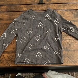 Old Navy Charcoal Heart Long Sleeve Tee